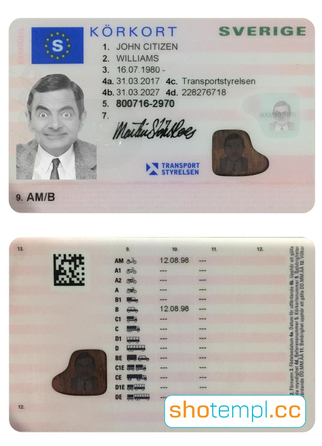 Sweden Driver License PSD Template V1